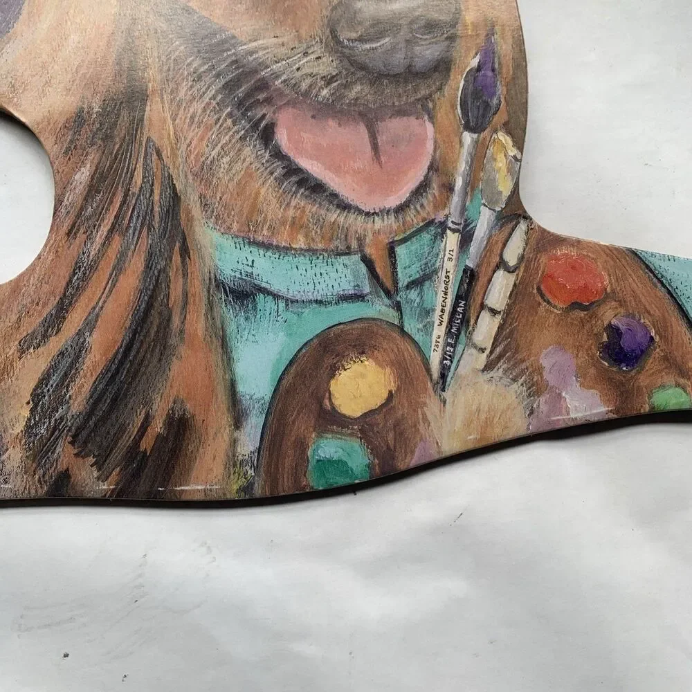 Vintage Annie Rhinehart Afghan Hound Artist wooden Dog art hanger